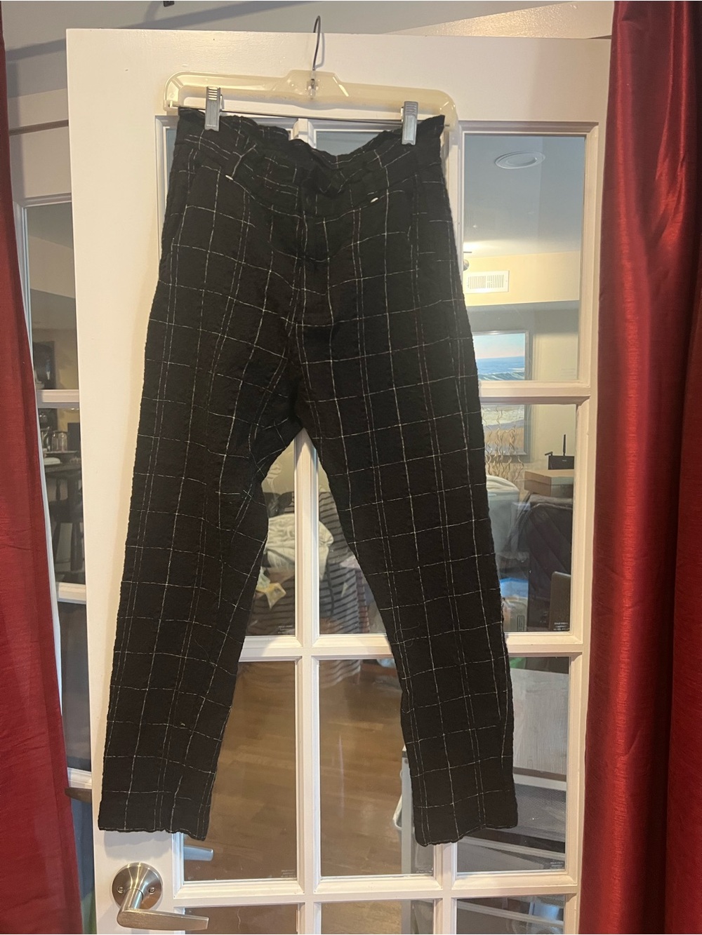 Transit par such Women's Black Windowpane Straight-Leg Pants